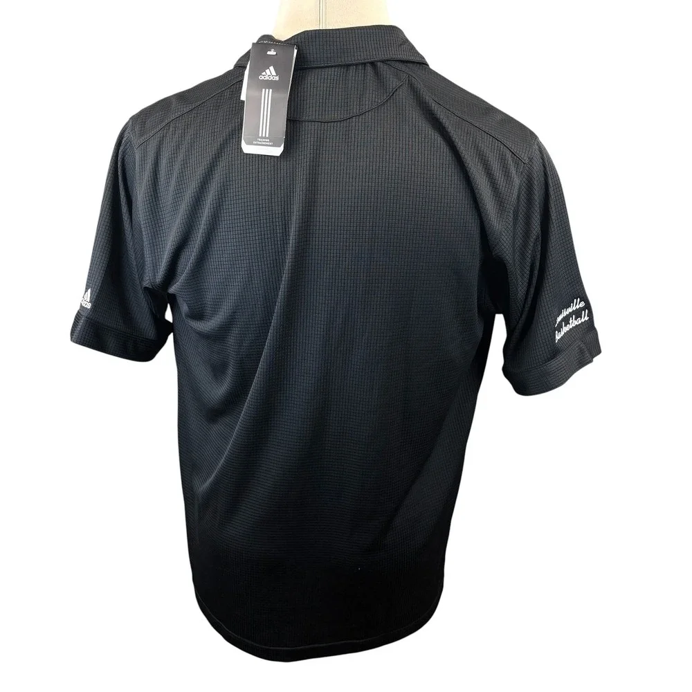 Adidas Mens Climalite Louisville Basketball Full Button Down Polo Shirt Black Lg